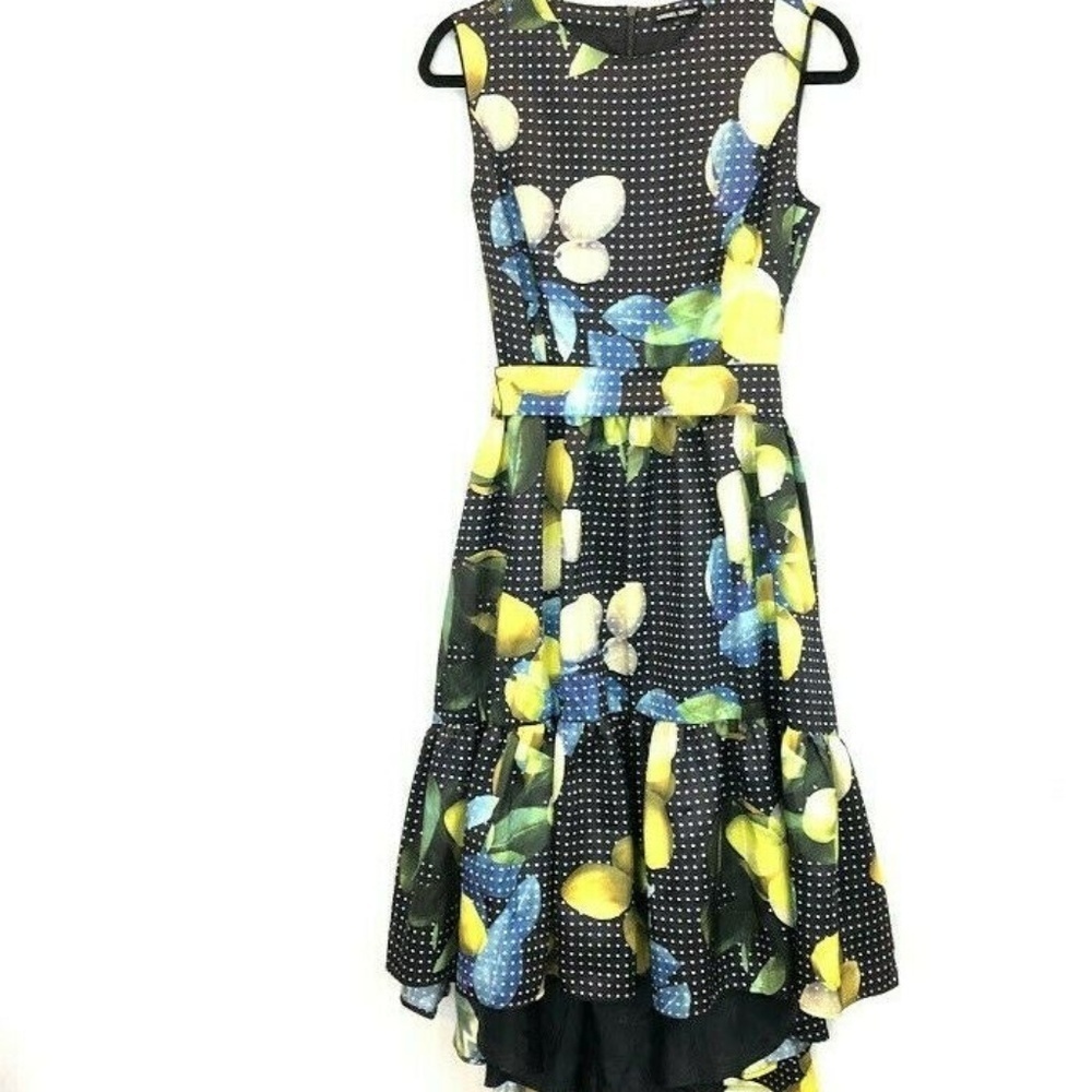 Samuel Dong XS Polka Dot Olive High-Low Dress